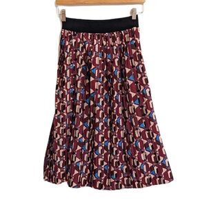 MARK pleated midi skirt abstract geometric graphic XS @G